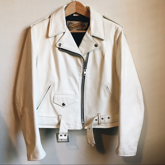 Schott NYC Jackets & Blazers - Schott |Vintage white leather Perfecto moto jacket